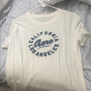 Aeropostale White Tee with Blue Print
